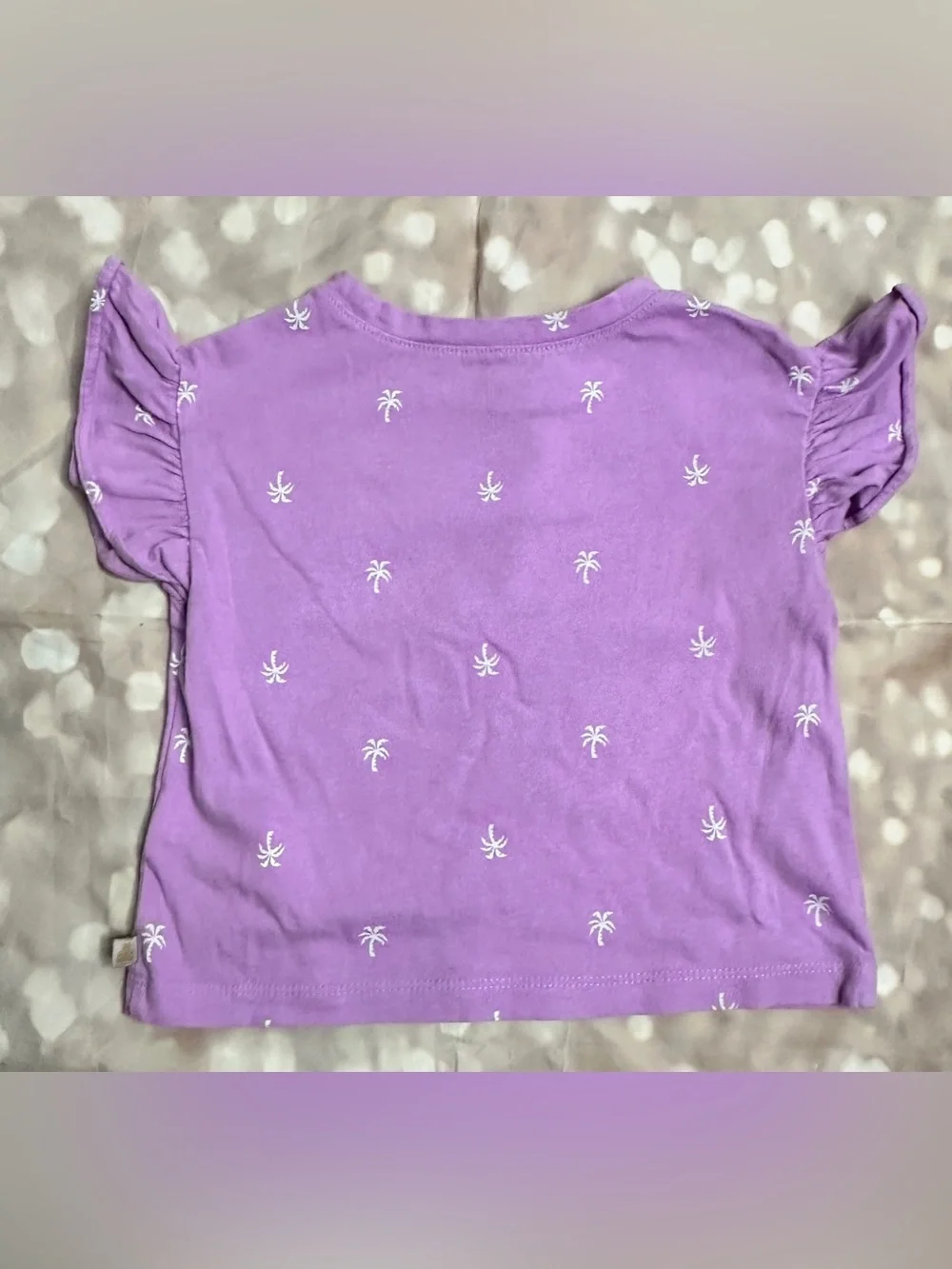 GAP Purple Palm Print Ruffle Sleeve Tee